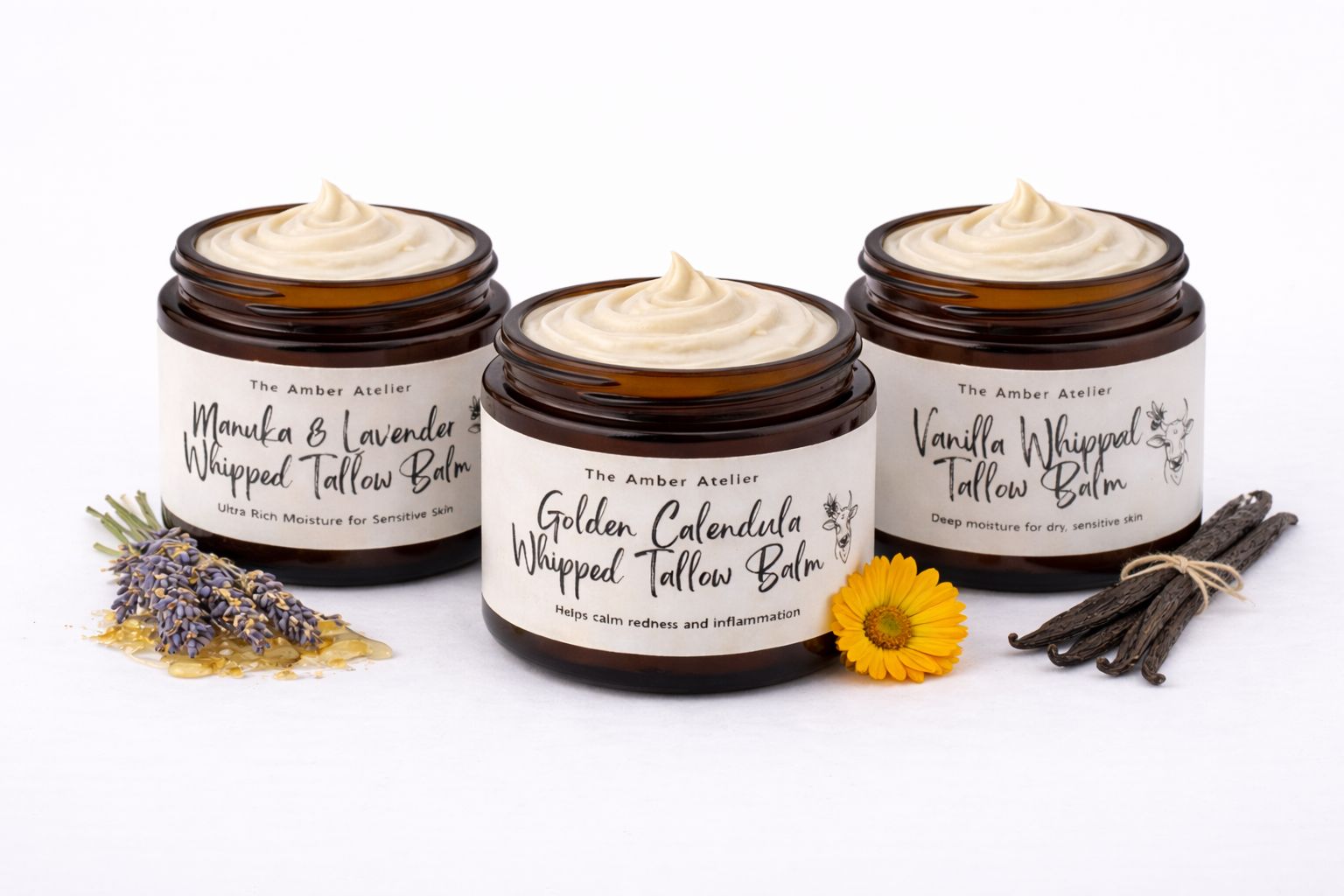 The Amber Atelier — three whipped tallow balms